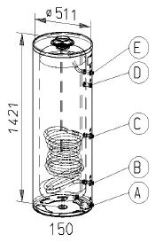 RVS indirecte, staande boiler - 150 liter