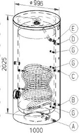 RVS indirecte, staande boiler - 910 liter